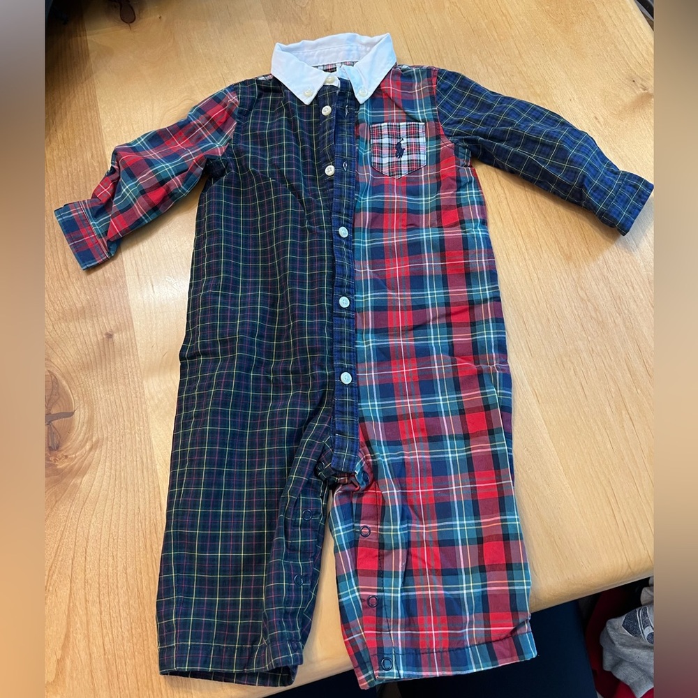 Baby boys Ralph Lauren dress shirt coverall